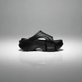 Street Style Cloud Platform Slides in Black – Elevated Thick Sole Fashion Slippers for All Seasons | BadCherry