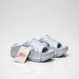 BadCherry™ Street Style Cloud Platform Slides – Silver Elevated Thick Sole Fashion Slippers for All Seasons | Unisex Statement Sandals