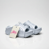 BadCherry™ Street Style Cloud Platform Slides – Silver Elevated Thick Sole Fashion Slippers for All Seasons | Unisex Statement Sandals