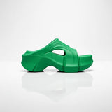 Street Style Cloud Platform Slides in Green – Elevated Thick Sole Fashion Slippers for All Seasons | BadCherry