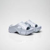 Street Style Cloud Platform Slides in Silver – Elevated Thick Sole Fashion Slippers for All Seasons | BadCherry