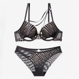 Cutout Embroidered Strappy Lingerie Set
