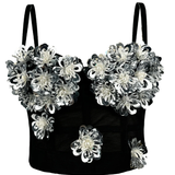 Black and White Sequin Corset Top