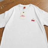 BadCherry Cherry Logo Tee – Minimal Embroidered Cotton T-Shirt in White | Unisex Streetwear Top