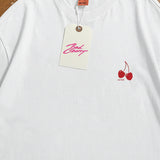 BadCherry Cherry Logo Tee – Minimal Embroidered Cotton T-Shirt in White | Unisex Streetwear Top