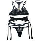 Lace and Strappy Harness Lingerie Set