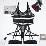 Hollowed-Out Large Mesh Bandage Sexy Lingerie Set