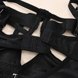 Lace Heavy Craft Halter Strap Shaping Bodysuit Lingerie Set