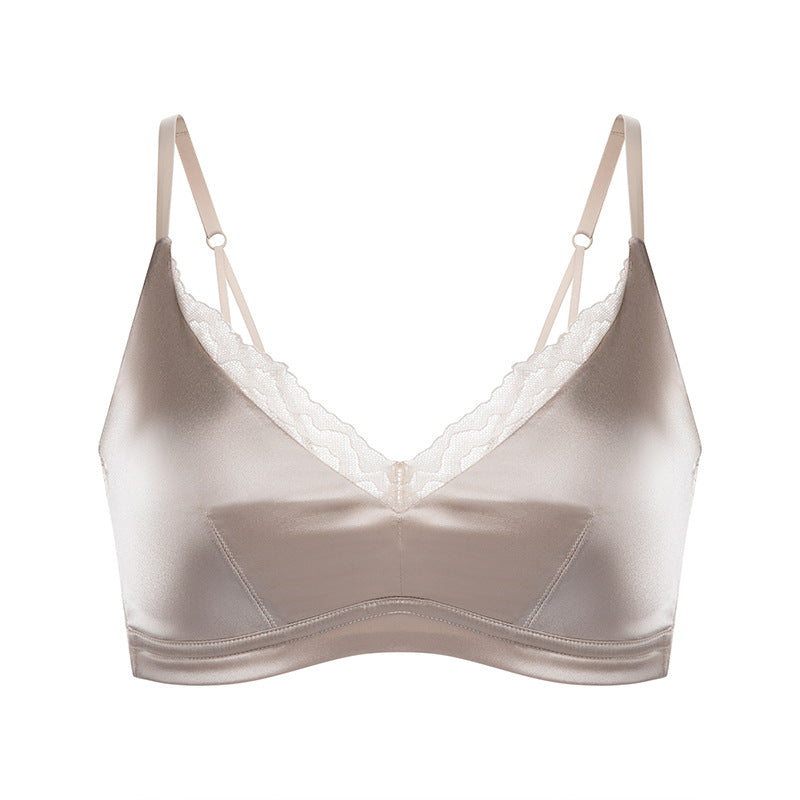 Mulberry Silk-Trimmed Satin Triangle-Cup Bra
