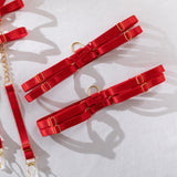 Flame-embroidered Lingerie Set with Metal Chain Accessories