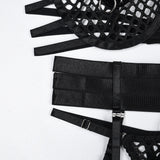 Hollowed-Out Large Mesh Bandage Sexy Lingerie Set