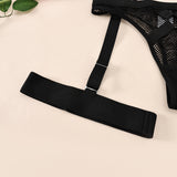 Lace Strappy Cross Spliced Mesh Breathable Sexy Lingerie Set