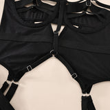 Lace Heavy Craft Halter Strap Shaping Bodysuit Lingerie Set