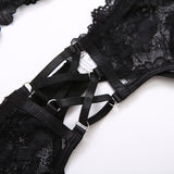 Metal Chain Lace Sheer Sexy Lingerie Set