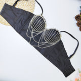 Chest Chain Tassel Beaded Boned Corset Top