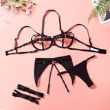 Seductive Strappy Mesh Sheer Camisole Lingerie Set