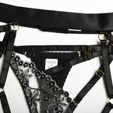 Strappy Halter Embroidered Lingerie Set