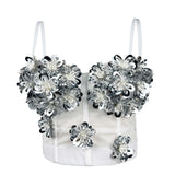 Black and White Sequin Corset Top