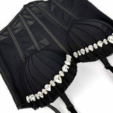 Rhinestone-Pleated Boned Corset Top