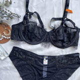 Sheer Mesh Strappy Lace Lingerie Set