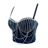 Chest Chain Tassel Beaded Boned Corset Top
