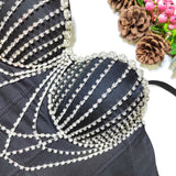 Chest Chain Tassel Beaded Boned Corset Top