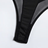 Sheer Mesh Backless Seductive Bodysuit