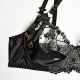 Strappy Halter Embroidered Lingerie Set