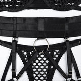 Hollowed-Out Large Mesh Bandage Sexy Lingerie Set