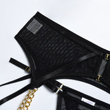 Metal Chain Suspender Mesh Sexy Lingerie Set