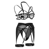 Seductive Strappy Mesh Sheer Camisole Lingerie Set