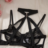 Hollow Lace Bandage Halter Shaping Lingerie Set