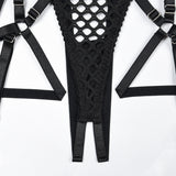 Hollowed-Out Large Mesh Bandage Sexy Lingerie Set