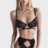 Lace Trim Sheer Hollow Lingerie Set