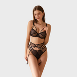 Sheer Mesh Strappy Lingerie Set